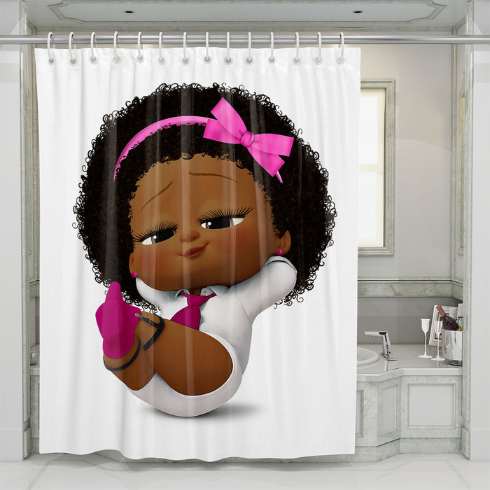 baby boss girl shower curtains