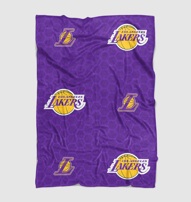 lakers purple font logo hexagon soft fleece blanket