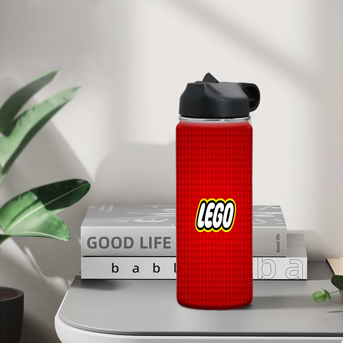 lego logo look like dots Water Insulated Bottles With Straw