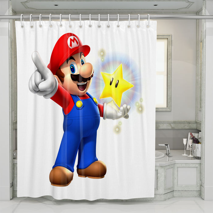 Mario with stars shower curtains