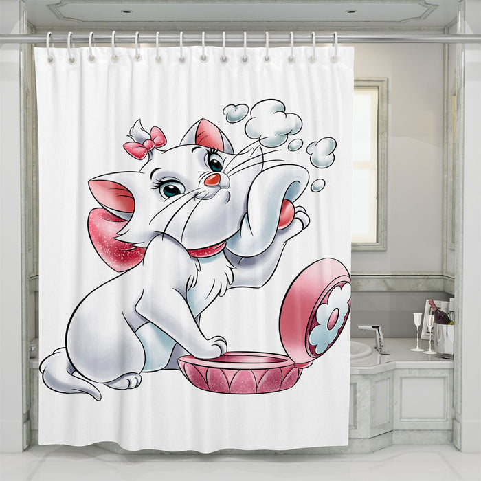 white cat cute shower curtains