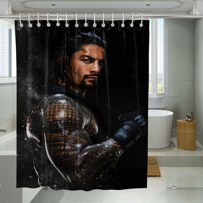 sweat roman reigns wwe superstar shower curtains