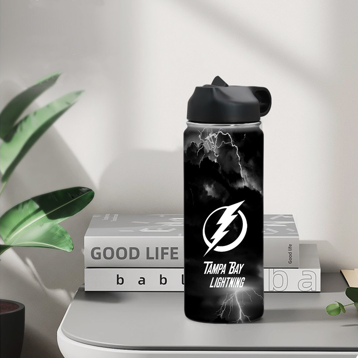 tampa bay lightning logo 2 Water Insulated Bottles With Straw