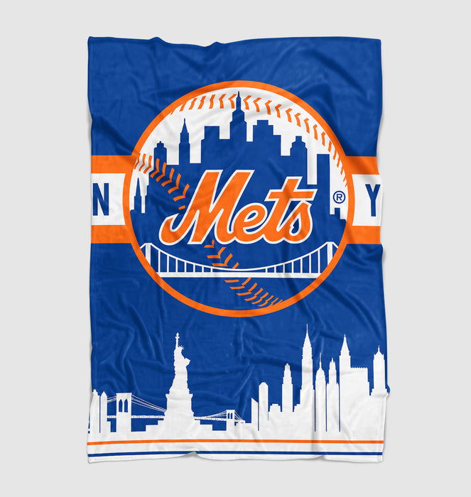 white shadow new york mets city soft fleece blanket