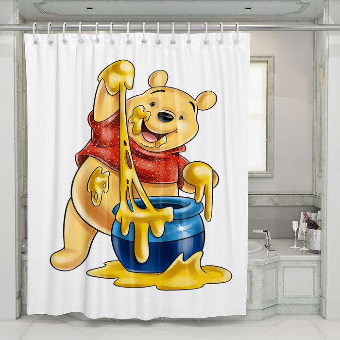 The pooh with honey shower curtains