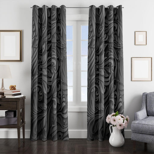 3d black and white luxury pattern window Curtain