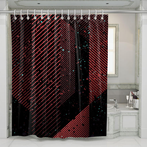 3d red  line asymmetric pattern shower curtains