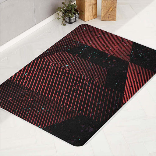 3d red  line asymmetric pattern bath rugs