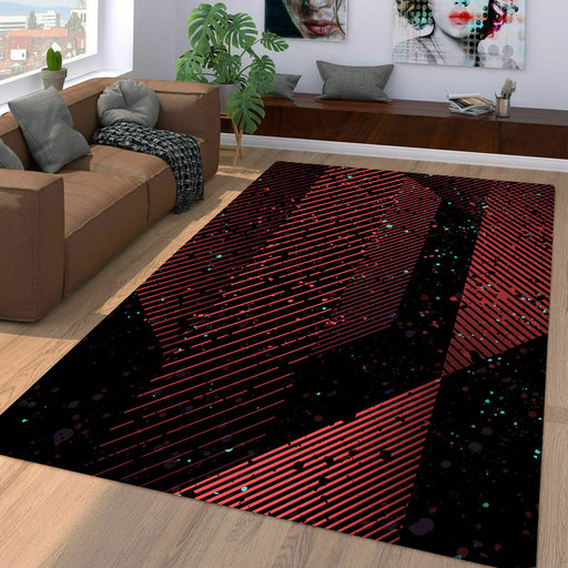 3d red  line asymmetric pattern Living room carpet rugs