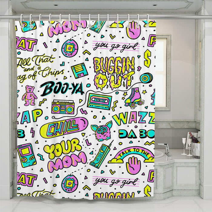 90s process of american slang shower curtains