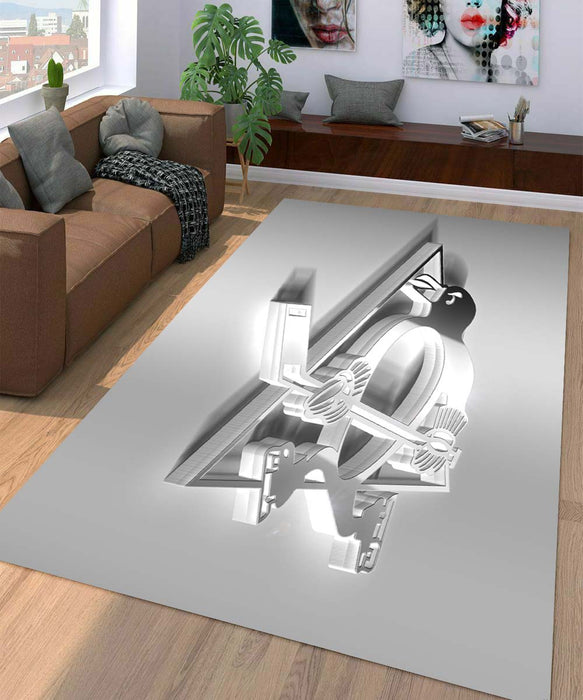 3d logo pittsburgh penguins nhl team Living room carpet rugs
