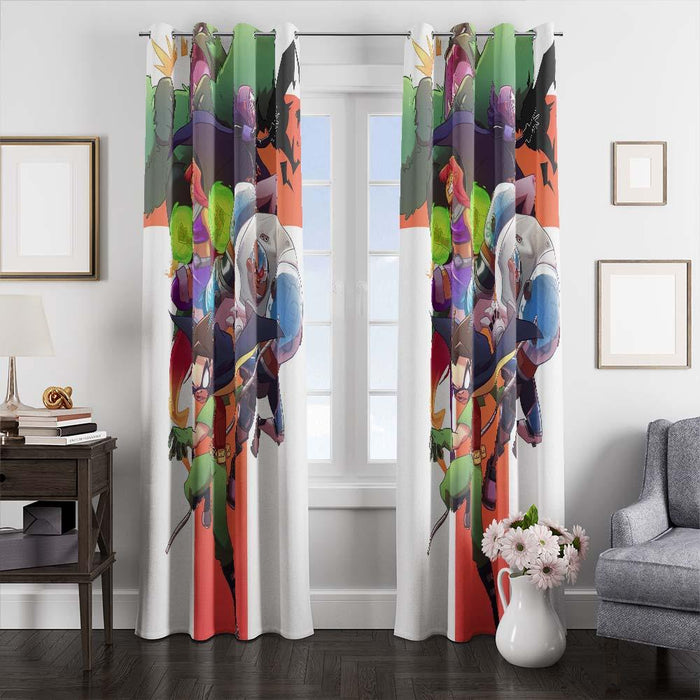 action teen titans cartoon window curtains