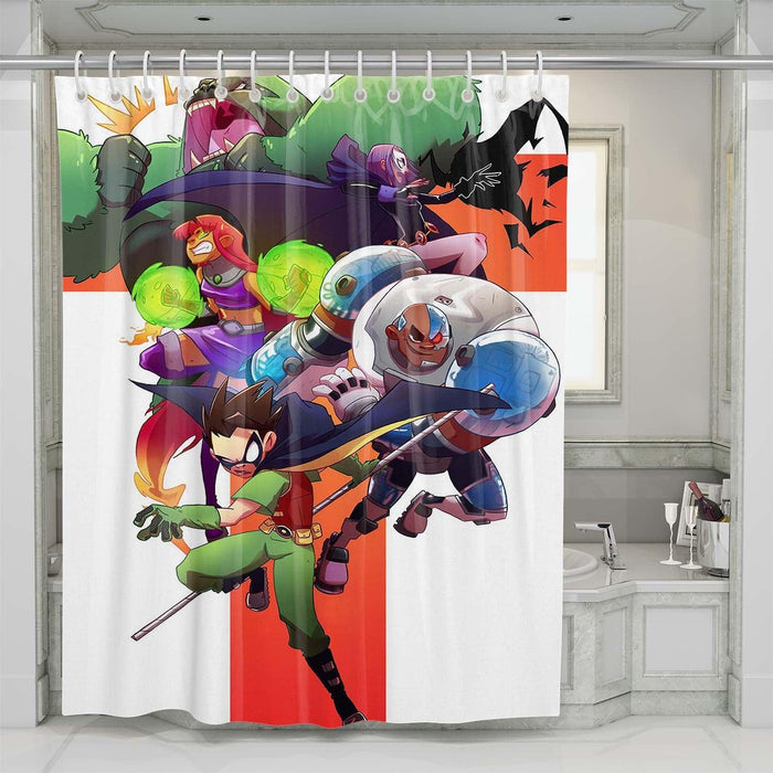 action teen titans cartoon shower curtains