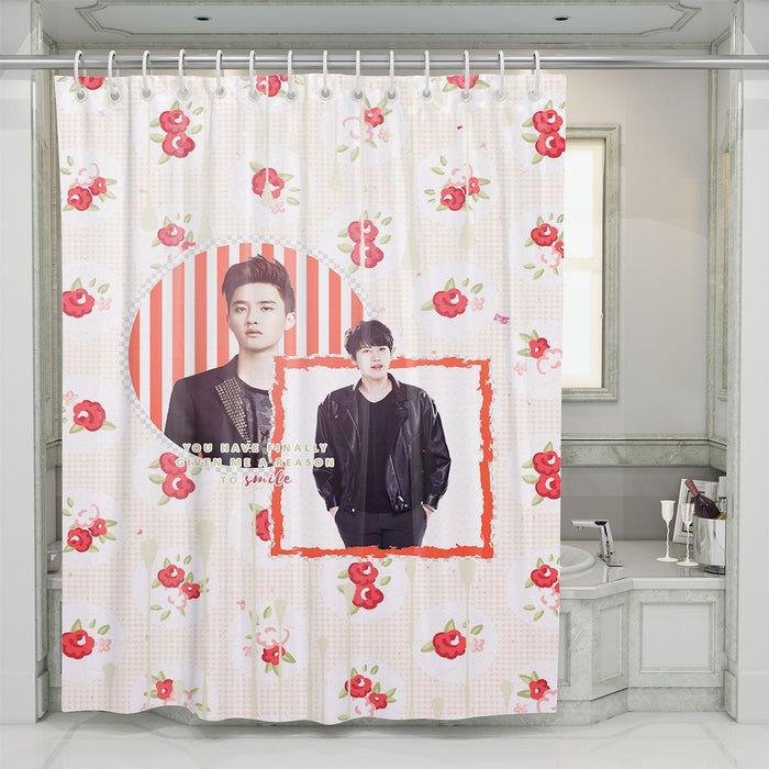 a reason to smile exo pattern shower curtains