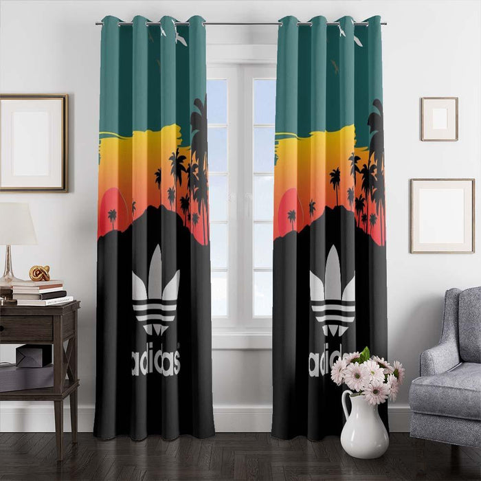 adidas logo with illustration window curtains