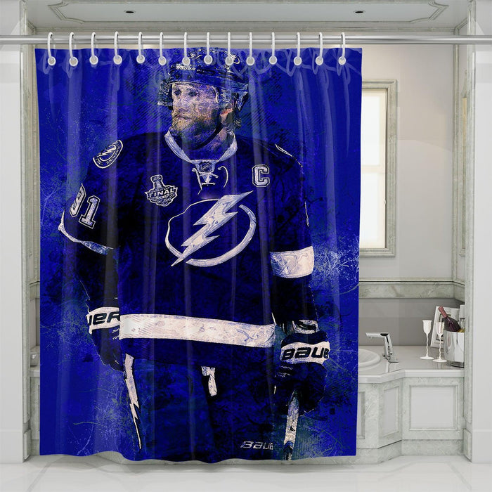 abstract steven stamkos player hockey shower curtains