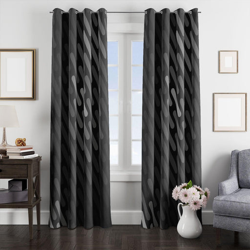 abstract black and white lines window Curtain