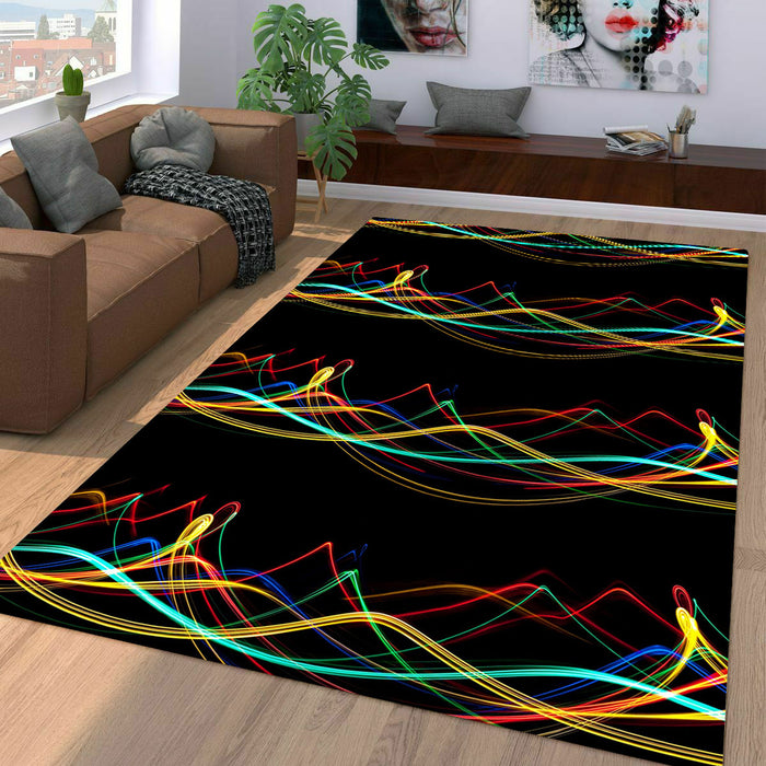 abstract motion of neon light Living room carpet rugs