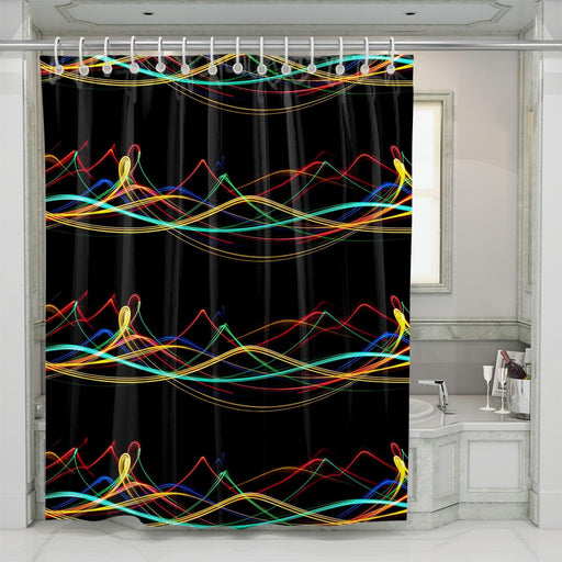 abstract motion of neon light shower curtains