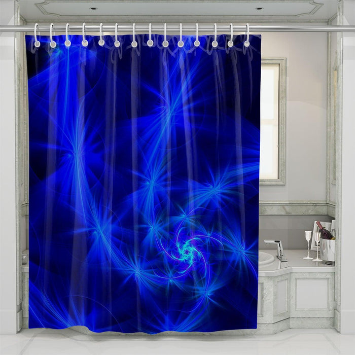 abstract pattern blue neon shower curtains