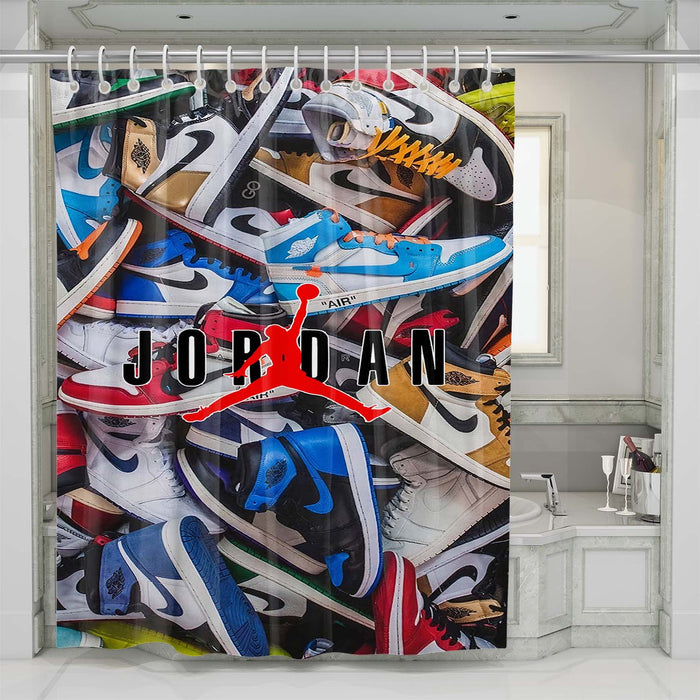 air jordan shoes pattern logo shower curtains