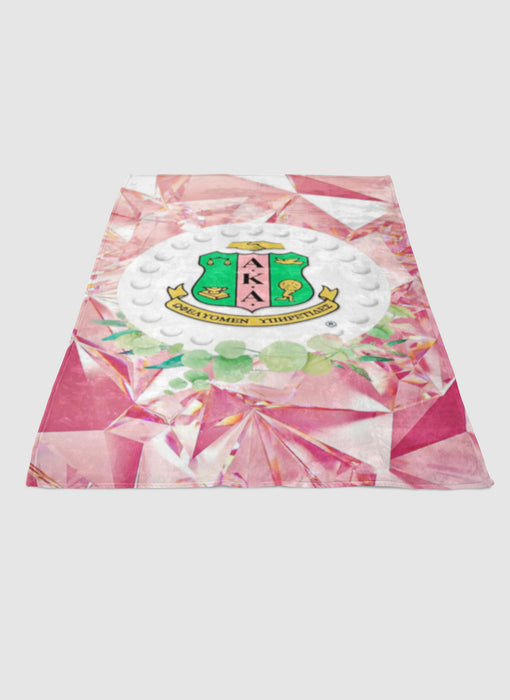 Aka Pink And Green Diamond Logo soft fleece blanket