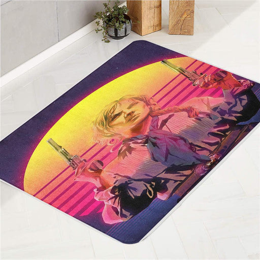 aesthetic vaporwave red dead redemption bath rugs