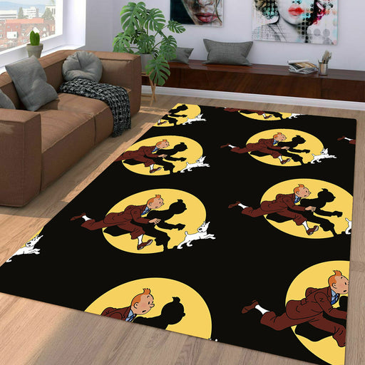 adventure of tintin running Living room carpet rugs