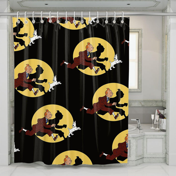 adventure of tintin running shower curtains