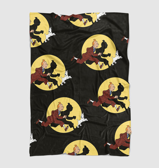 adventure of tintin running Ultra soft fleece blanket