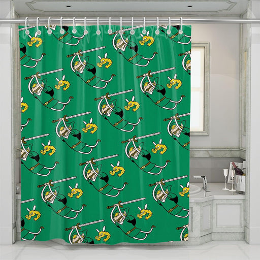 adventure time swinging sword shower curtains