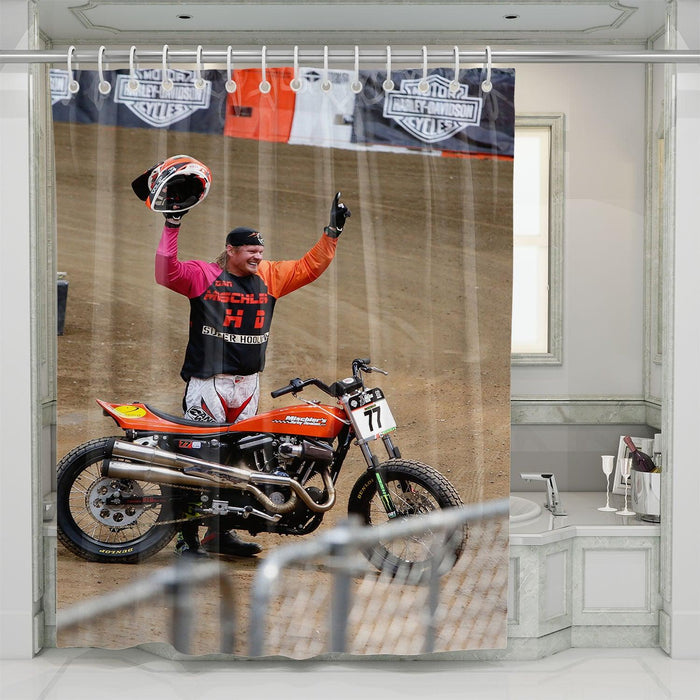 after finish motocross racing shower curtains