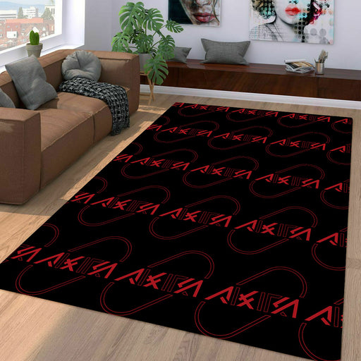 akira font red pattern cyberpunk Living room carpet rugs