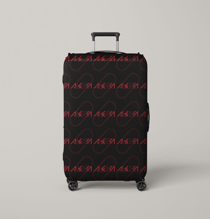 akira font red pattern cyberpunk Luggage Cover | suitcase