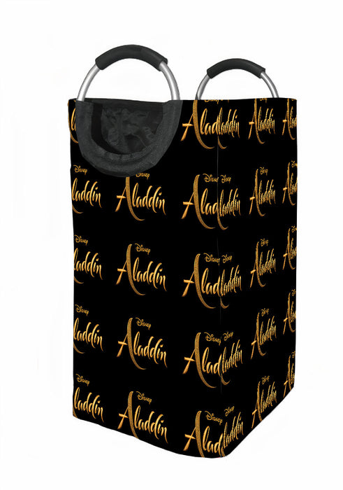 aladdin disney golden logo font Laundry Hamper | Laundry Basket