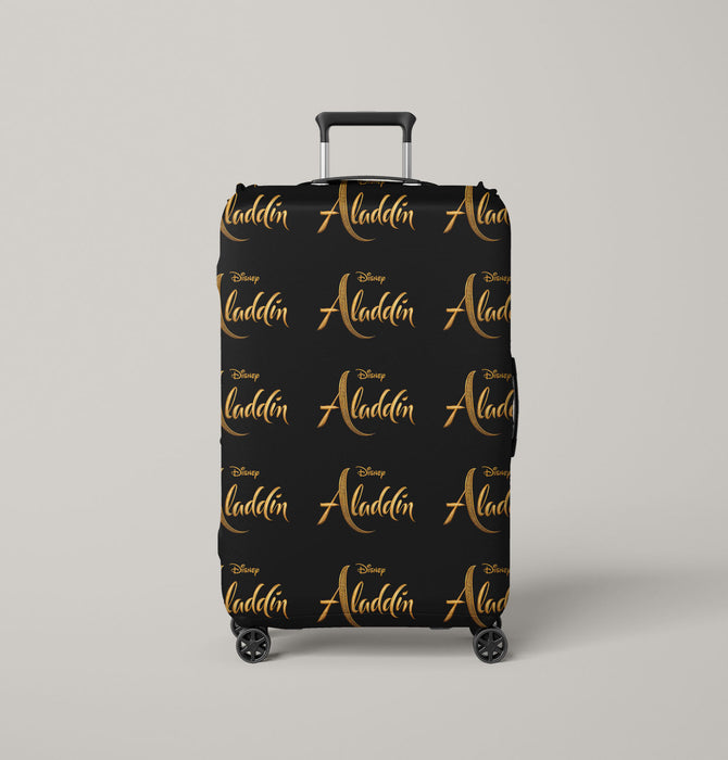 aladdin disney golden logo font Luggage Cover | suitcase