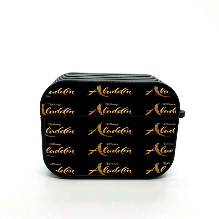 aladdin disney golden logo font airpods case