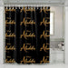 aladdin disney golden logo font shower curtains