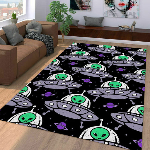 aliens in ufo in galaxy Living room carpet rugs