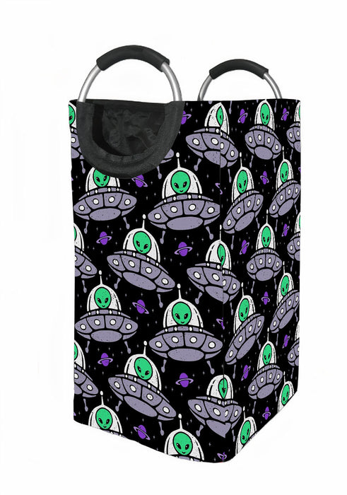 aliens in ufo in galaxy Laundry Hamper | Laundry Basket