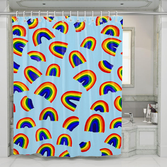 all over rainbow theme shower curtains