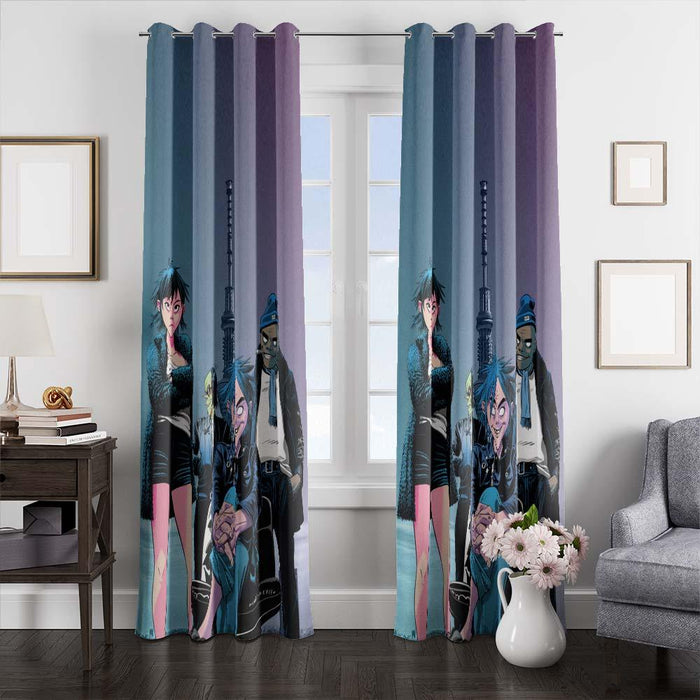 aesthetic gorillaz band window curtains