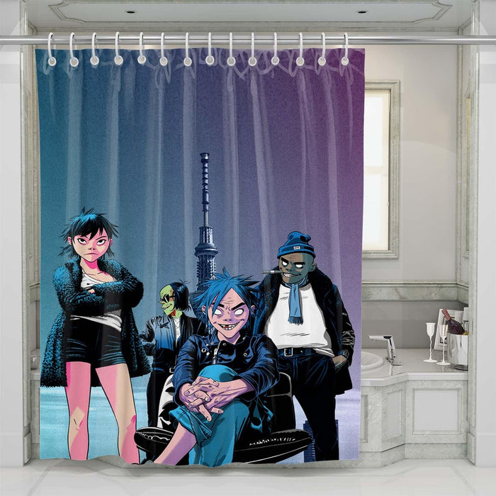 aesthetic gorillaz band shower curtains