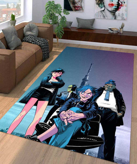 aesthetic gorillaz band Living room carpet rugs