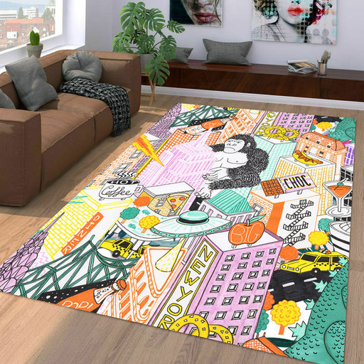 america invasion king kong pop art Living room carpet rugs