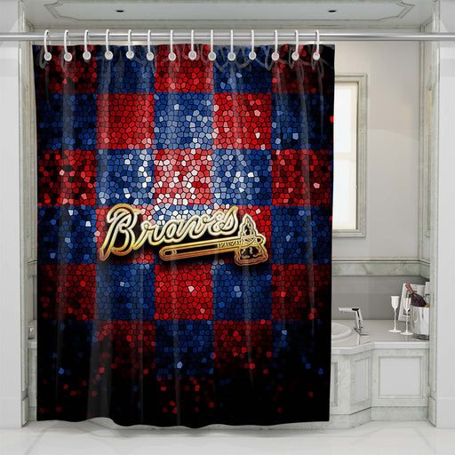 atlanta braves glitter logo shower curtains