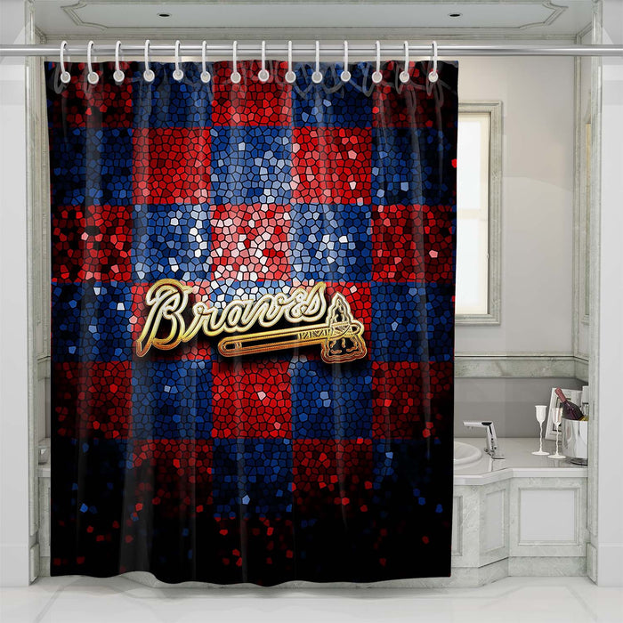 atlanta braves glitter logo shower curtains