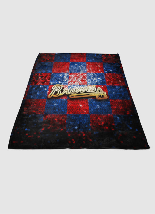 Atlanta Braves glitter logo soft fleece blanket