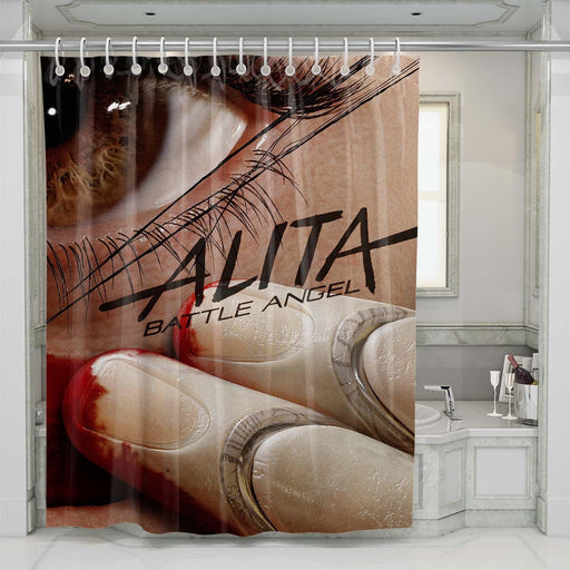 alita battle angel font shower curtains