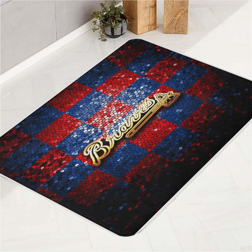 Atlanta Braves glitter logo bath rugs